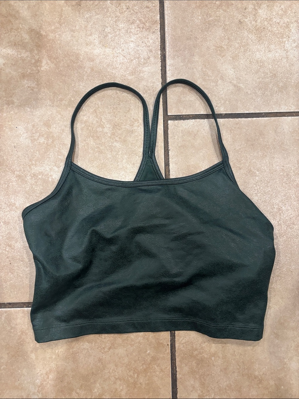 Offline by Aerie Cracked Green Leather Look Racerback Medium Support Tank Top